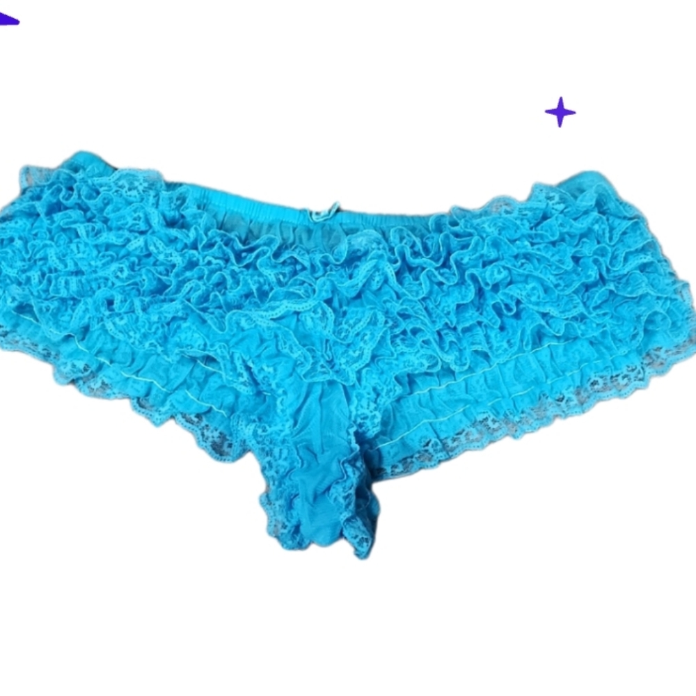 90s turquoise blue Vintage ruffled  bikinis (7) lg